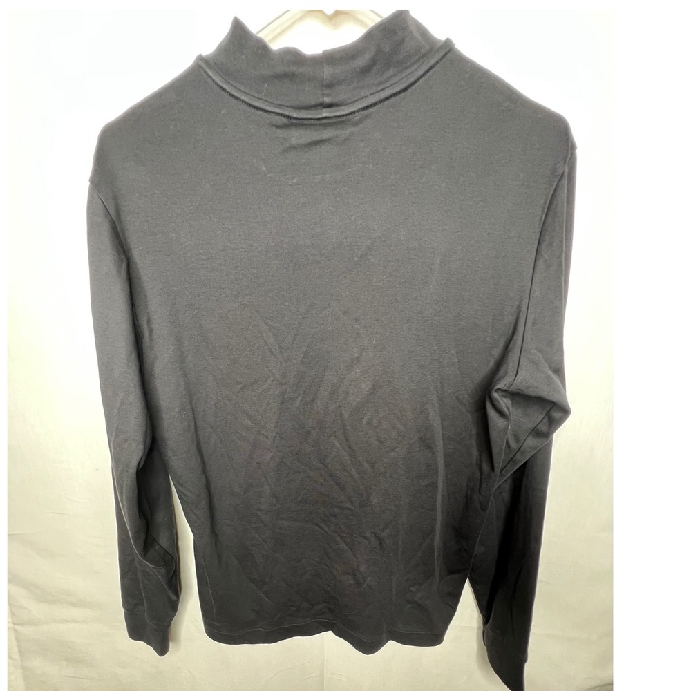 Murano Liquid Luxury Mens Small Black‎ Mock Neck Long Sleeve Shirt Solid Knit